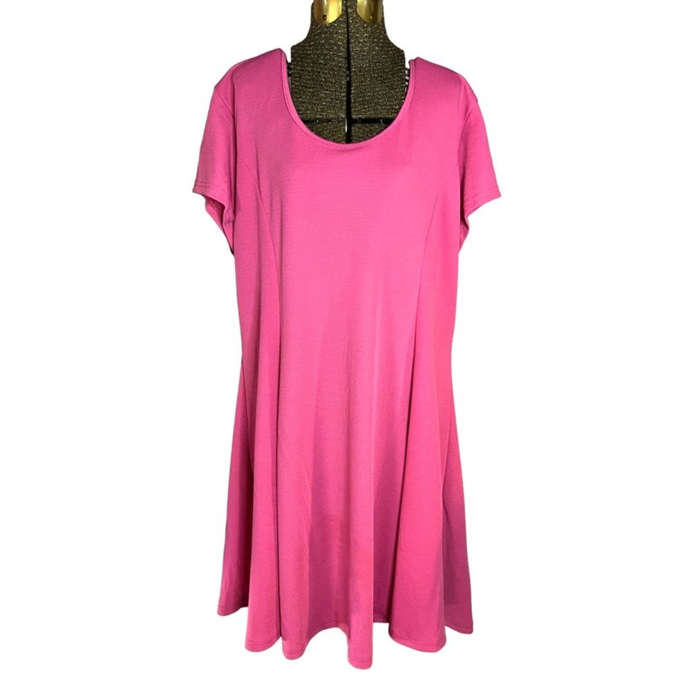 White Mark Top Pink Short Sleeve Fit & Flare Shirt Scoop Neck Womens Size 3XL